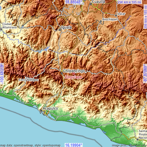 Topographic map of Zoquiapa