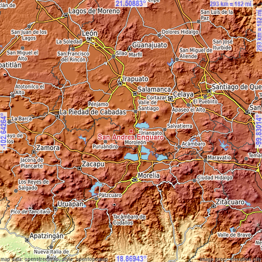 Topographic map of San Andrés Enguaro