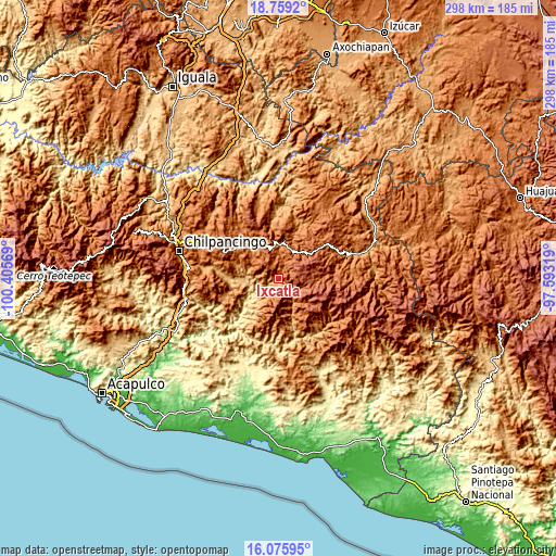 Topographic map of Ixcatla