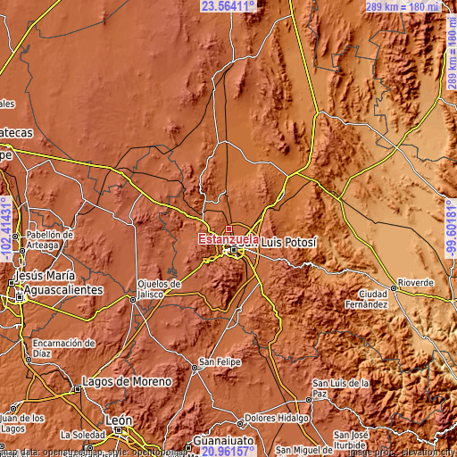 Topographic map of Estanzuela