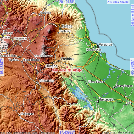 Topographic map of San José de Abajo