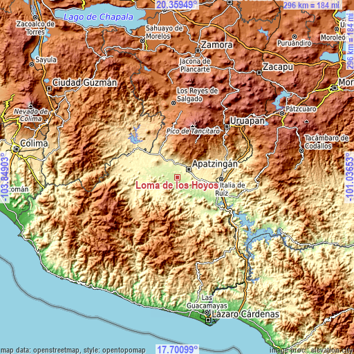 Topographic map of Loma de los Hoyos