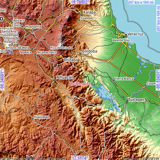 Topographic map of Huitzmaloc