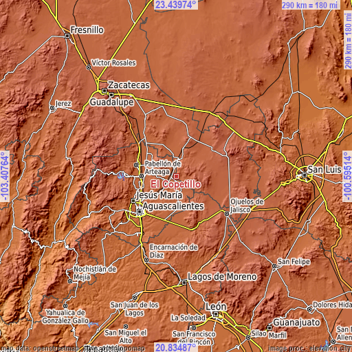 Topographic map of El Copetillo