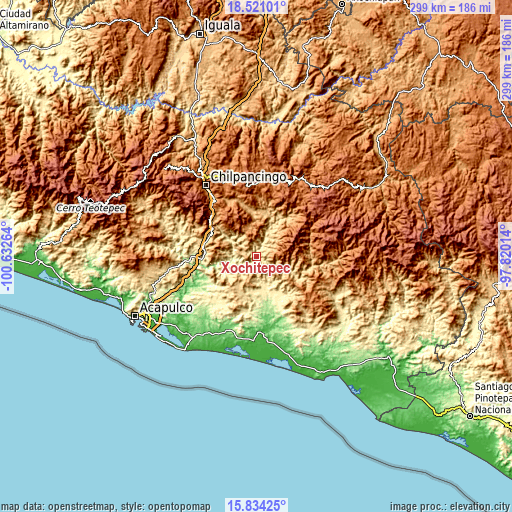 Topographic map of Xochitepec