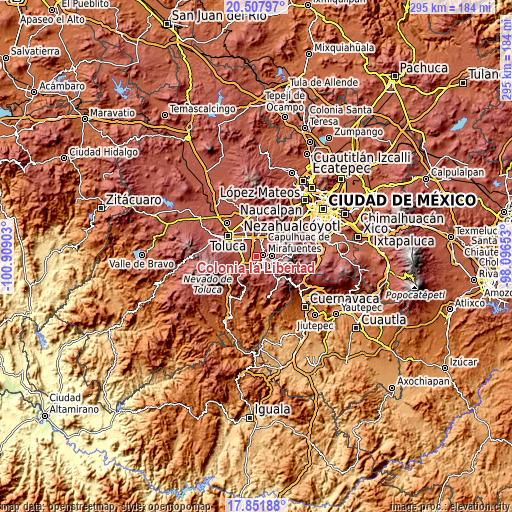 Topographic map of Colonia la Libertad