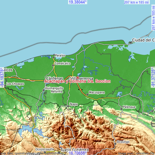 Topographic map of Acachapan y Colmena 3ra. Sección