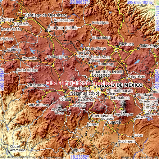 Topographic map of Ejido Palma (Ejido San Francisco)