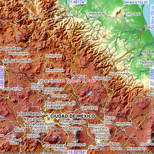 Topographic map of San Antonio el Paso