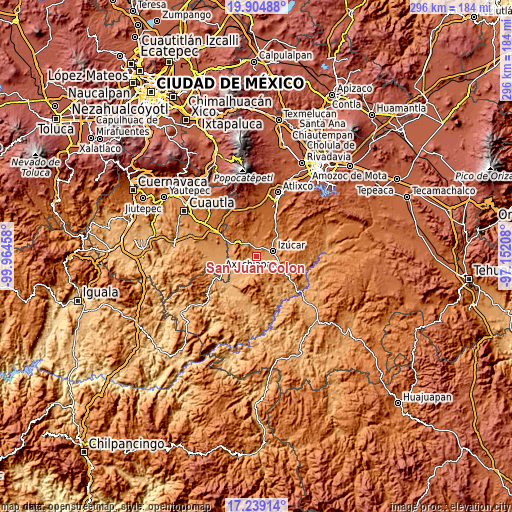 Topographic map of San Juan Colón