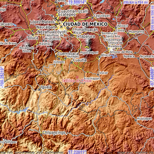 Topographic map of Ixtlilco el Chico
