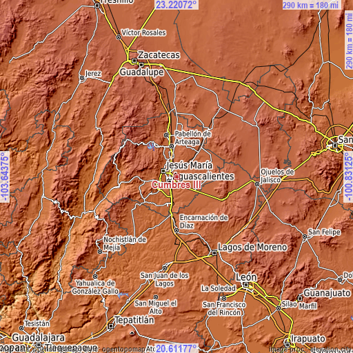 Topographic map of Cumbres III