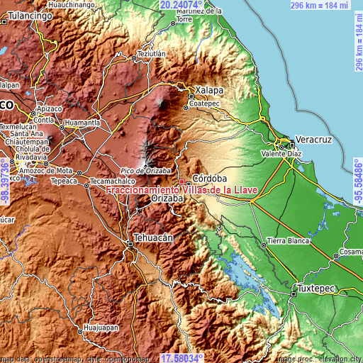 Topographic map of Fraccionamiento Villas de la Llave