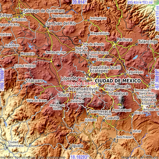 Topographic map of Barrio de Ensido