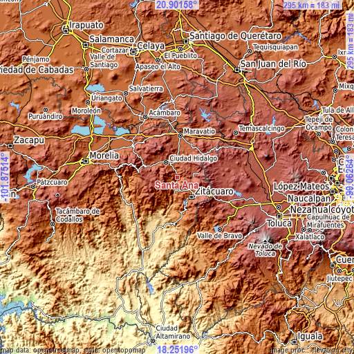 Topographic map of Santa Ana