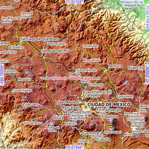 Topographic map of Colonia Sesenta y Dos