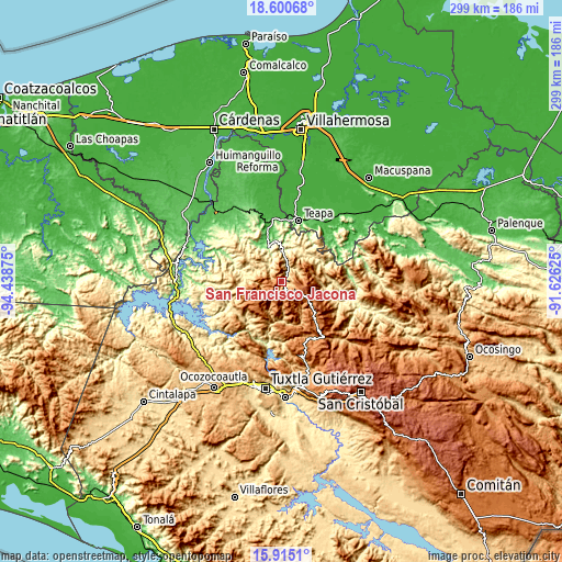 Topographic map of San Francisco Jaconá