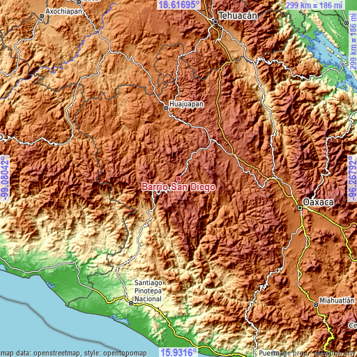 Topographic map of Barrio San Diego