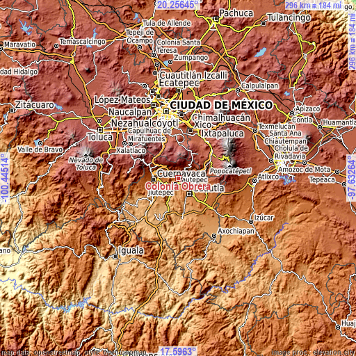 Topographic map of Colonia Obrera