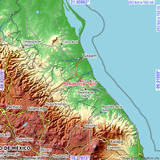 Topographic map of Residencial Tajín