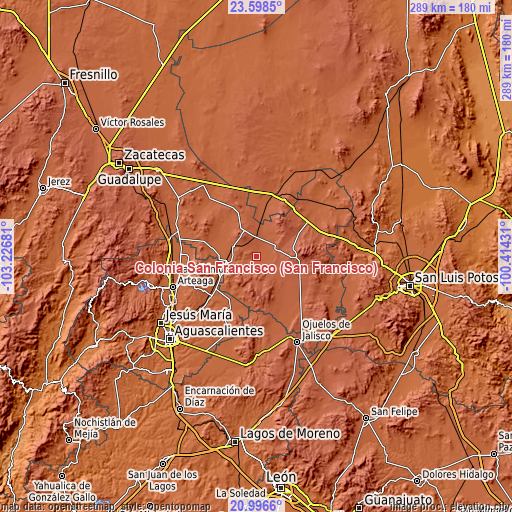 Topographic map of Colonia San Francisco (San Francisco)