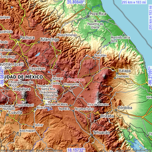 Topographic map of Progreso