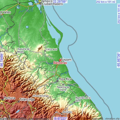 Topographic map of Banderas