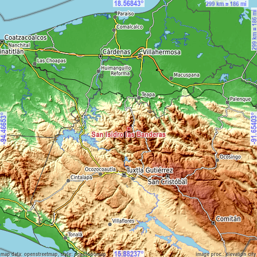 Topographic map of San Isidro las Banderas