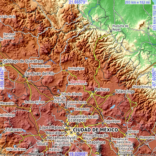 Topographic map of Cerritos