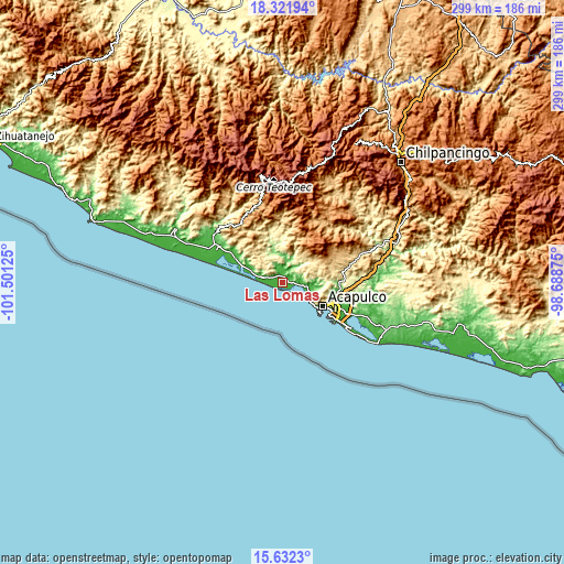 Topographic map of Las Lomas