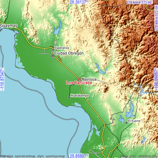 Topographic map of Los Bahuises