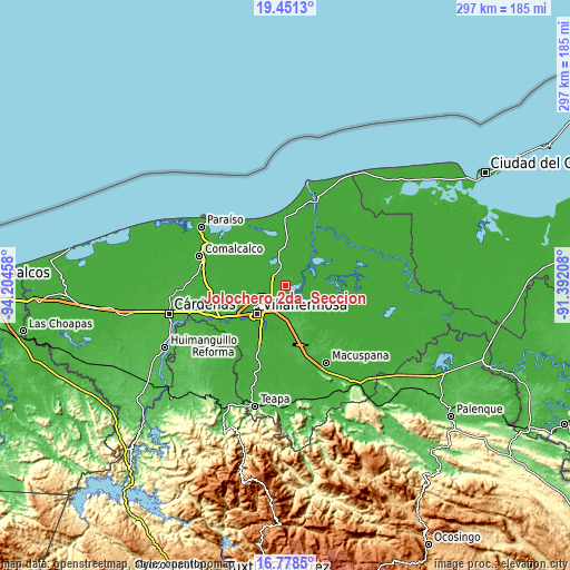 Topographic map of Jolochero 2da. Sección