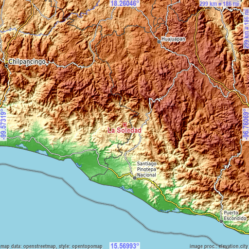 Topographic map of La Soledad