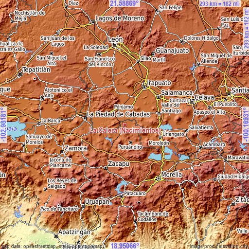 Topographic map of La Calera (Nacimientos)