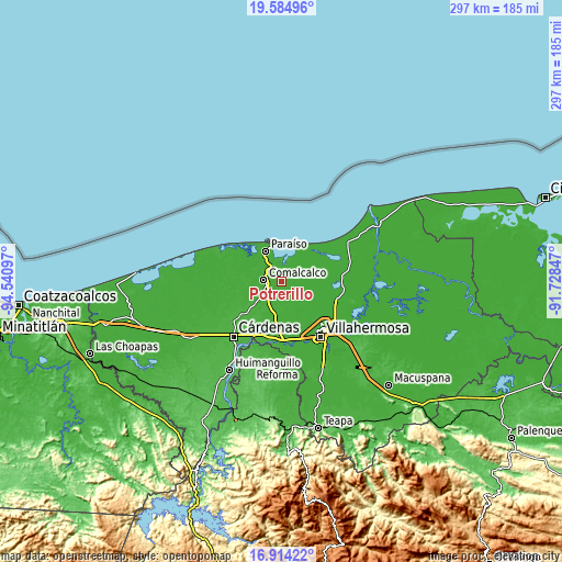 Topographic map of Potrerillo