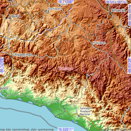 Topographic map of Tlahuapa