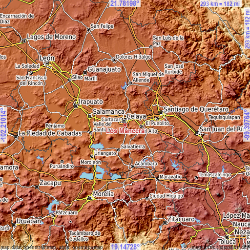 Topographic map of Los Mancera