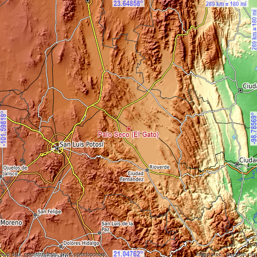 Topographic map of Palo Seco (El Gato)