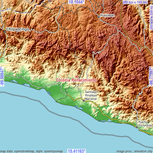 Topographic map of Colonia Renacimiento