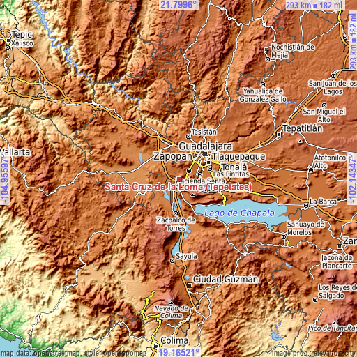 Topographic map of Santa Cruz de la Loma (Tepetates)