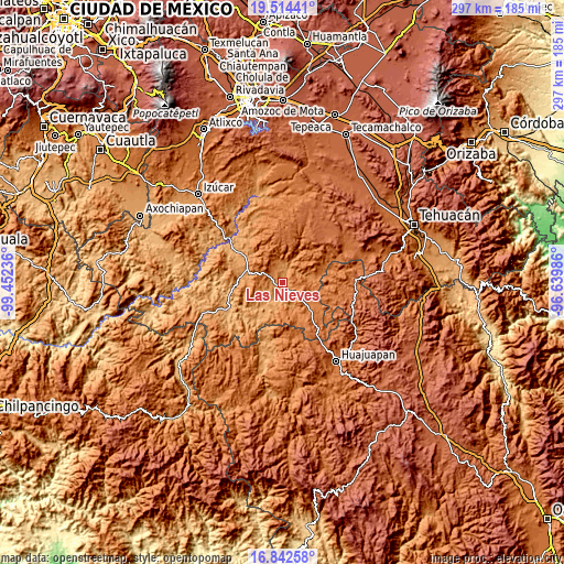 Topographic map of Las Nieves