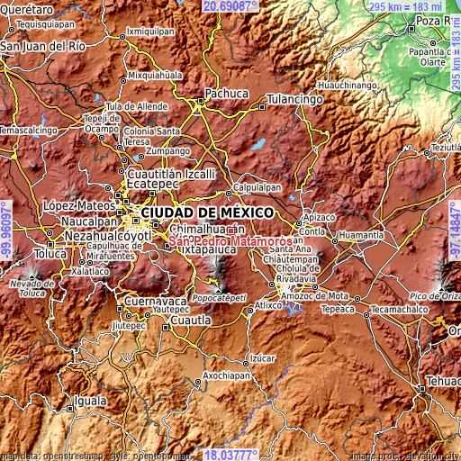 Topographic map of San Pedro Matamoros