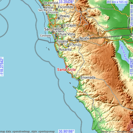 Topographic map of Santa Anita
