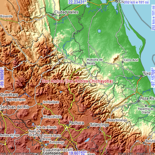 Topographic map of San Andrés (San Andrés Chichayotla)