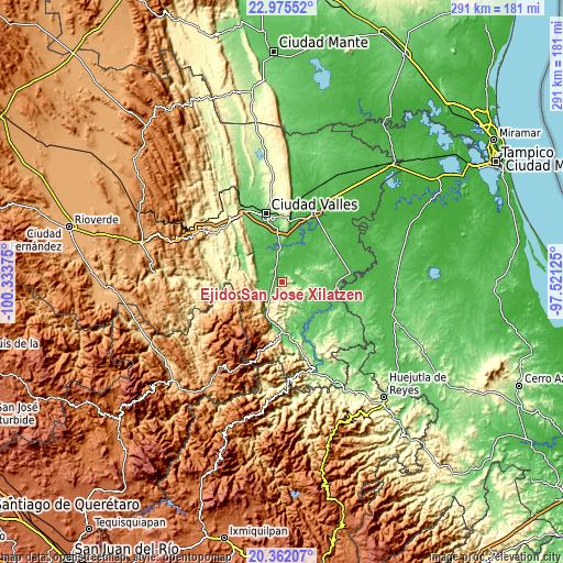 Topographic map of Ejido San José Xilatzén