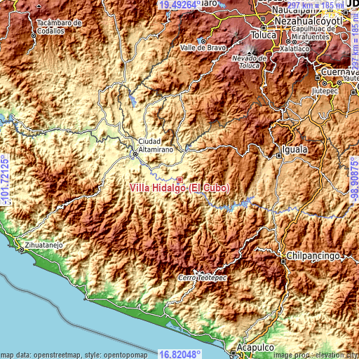 Topographic map of Villa Hidalgo (El Cubo)