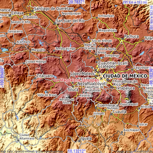 Topographic map of La Magdalena Tenexpan