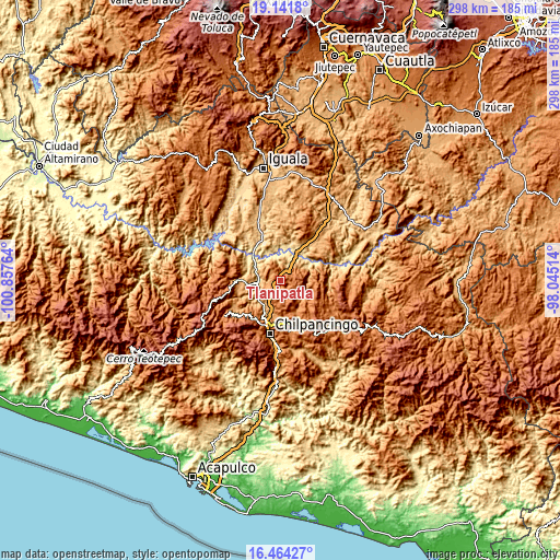 Topographic map of Tlanipatla