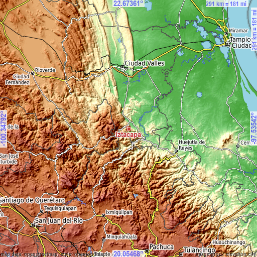 Topographic map of Iztacapa