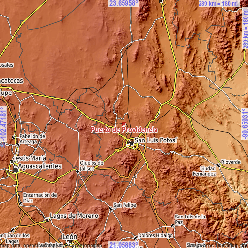 Topographic map of Puerto de Providencia